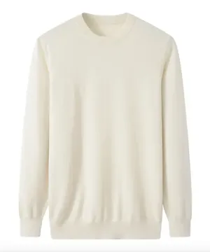 Mens Pure Cashmere Crew Coconut