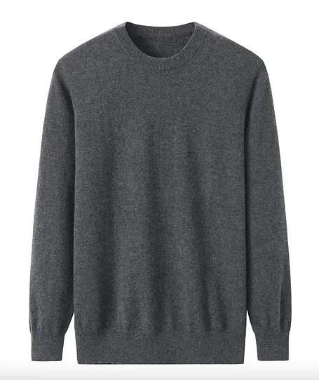 Mens Pure Cashmere Crew Storm Grey