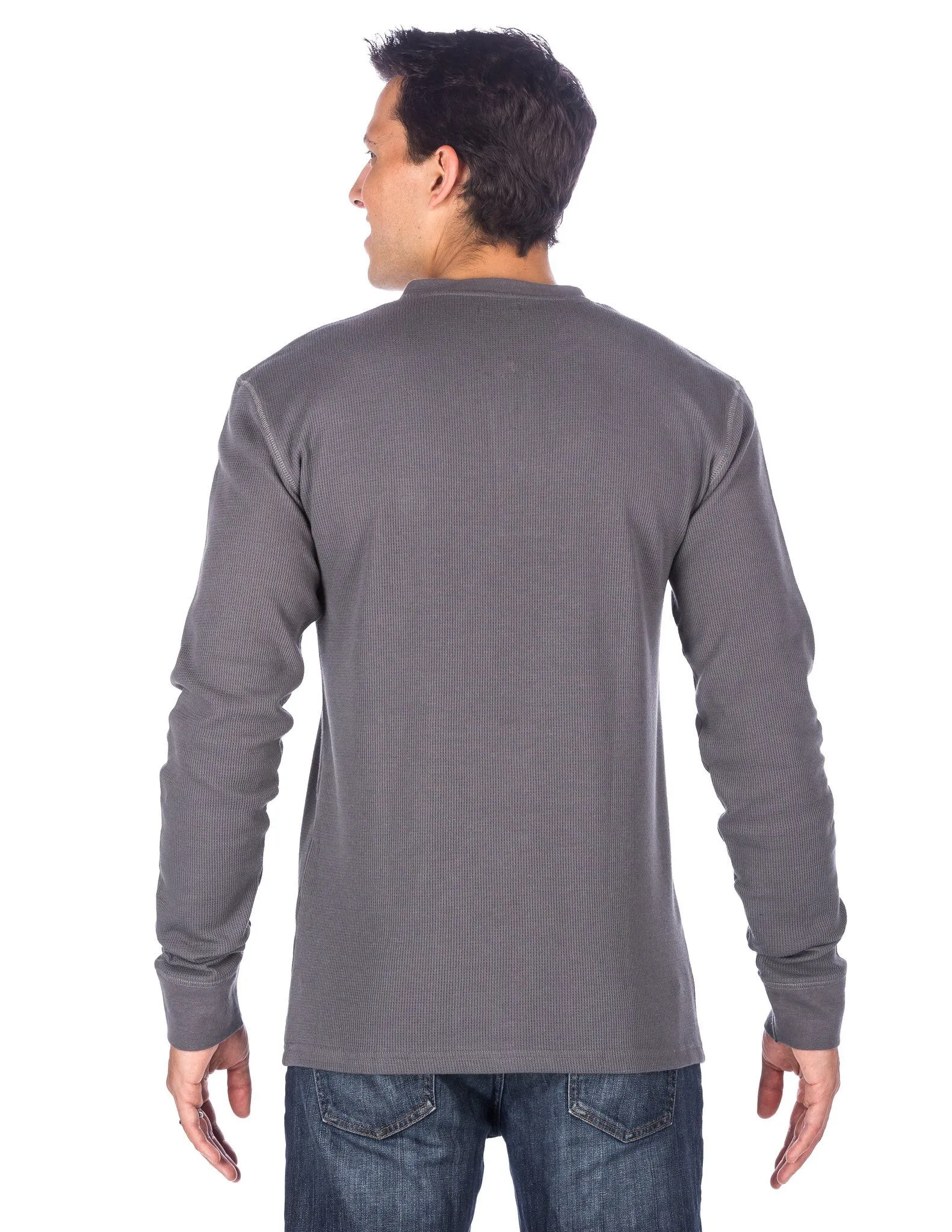 Men's Solid Thermal Henley Long Sleeve T-shirts