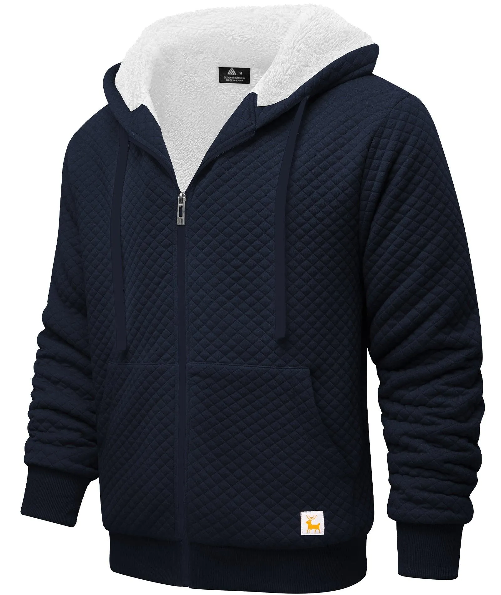 Men's Zip Up Fleece Sherpa Lined Hoodie-ZPK006396