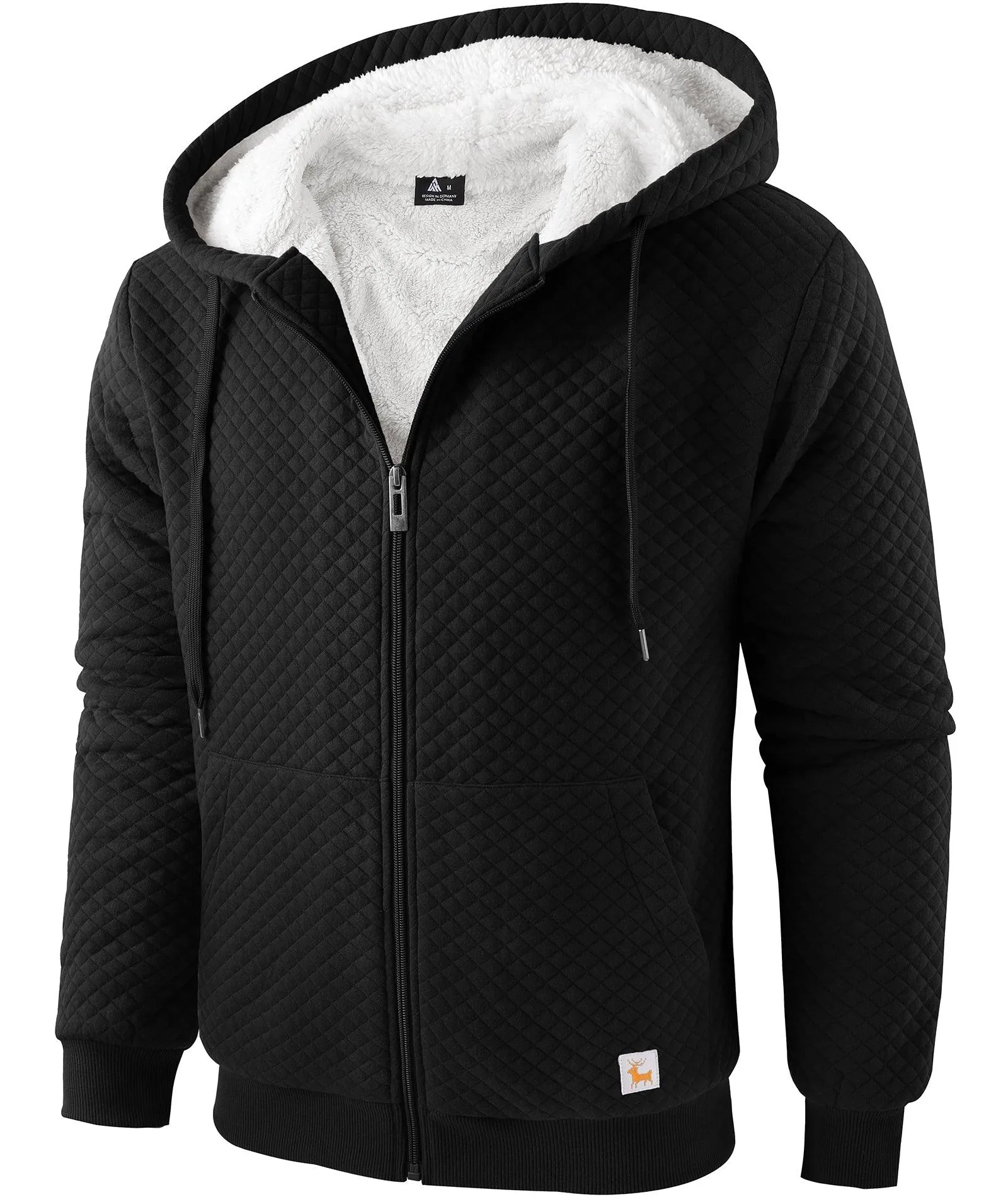 Men's Zip Up Fleece Sherpa Lined Hoodie-ZPK006396