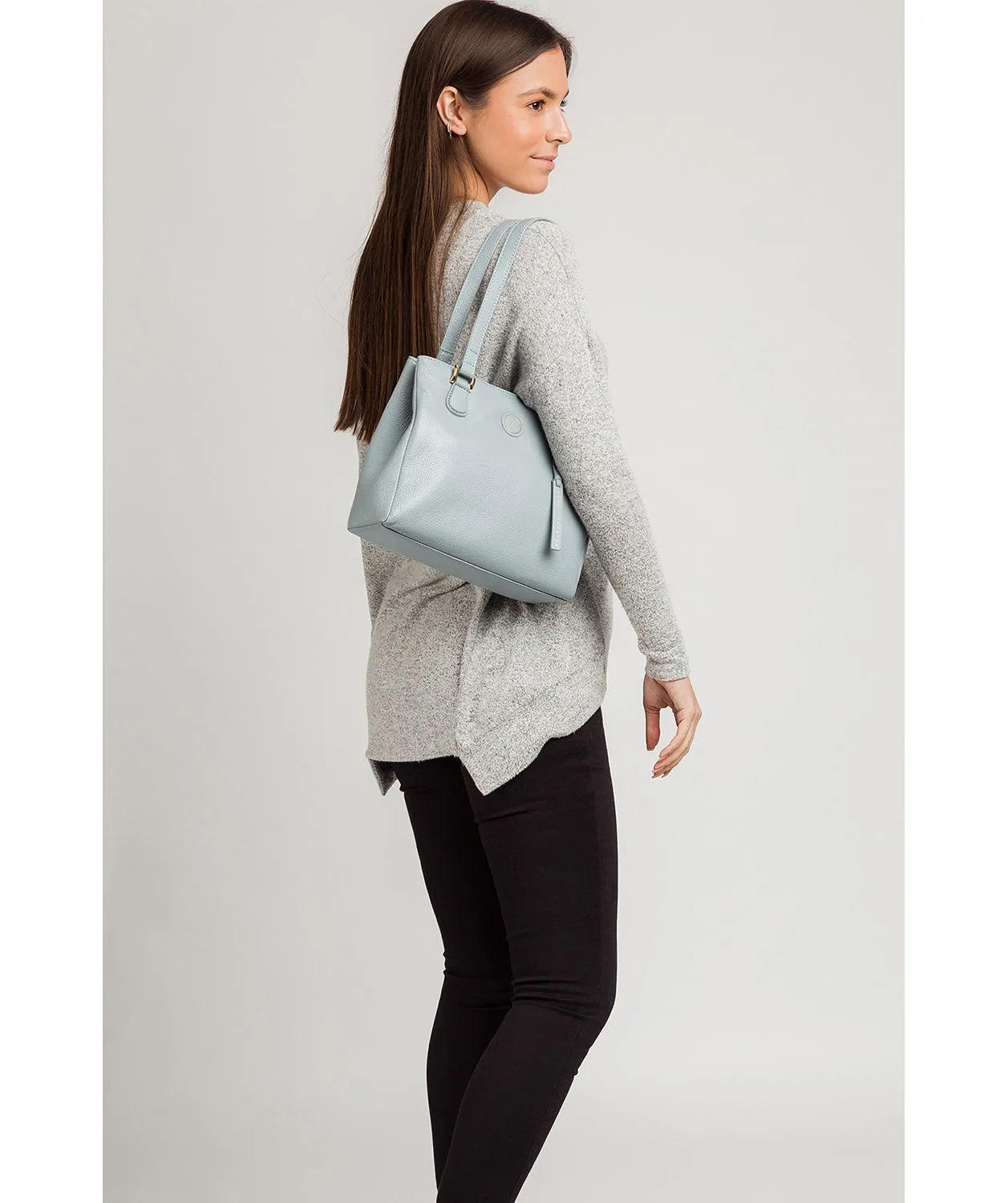 'Milana' Cashmere Blue Leather Handbag