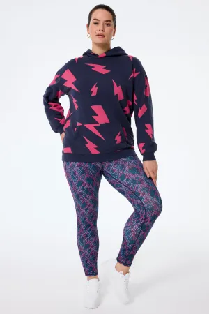 Navy with Pink Mega Lightning Bolt Longline Hoodie