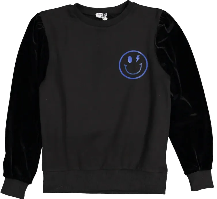 NNM Black Smiley Top w/Velvet Sleeves