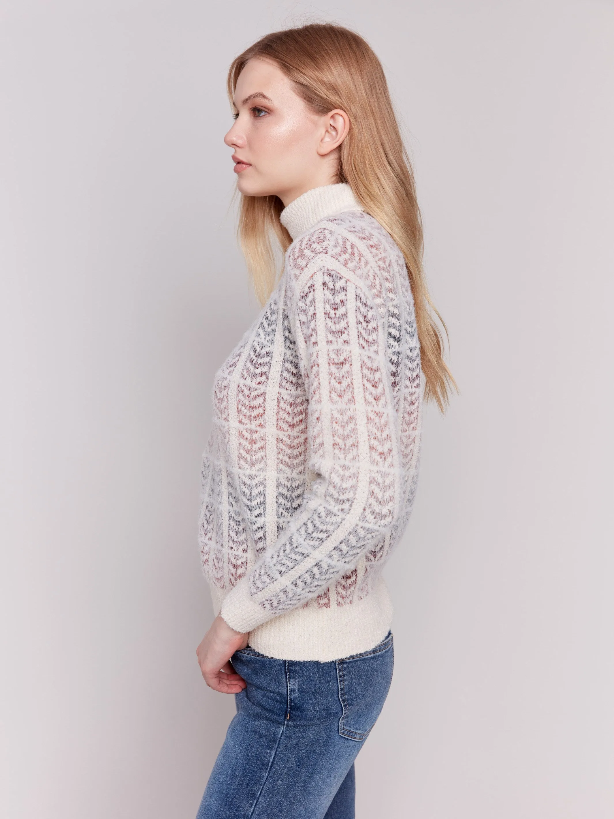 Ombre Jacquard Knit Turtleneck Sweater - Autumn