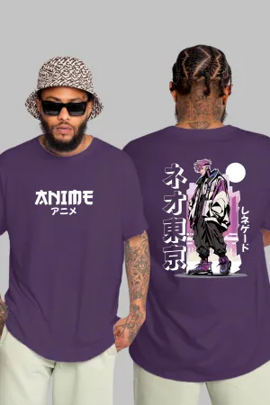 Pink Hair Anime Printed Oversized T-shirt for Men