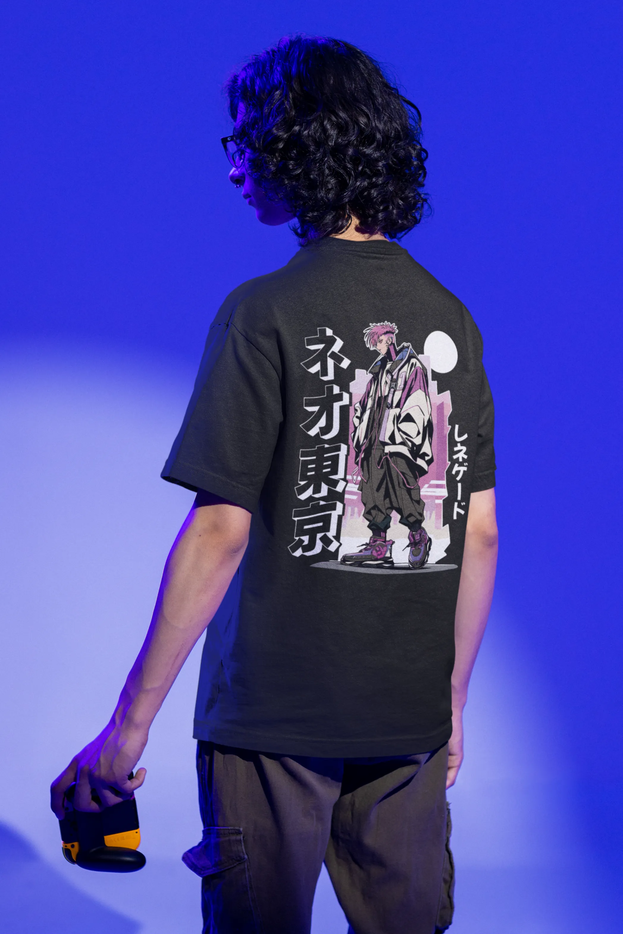 Pink Hair Anime Printed Oversized T-shirt for Men