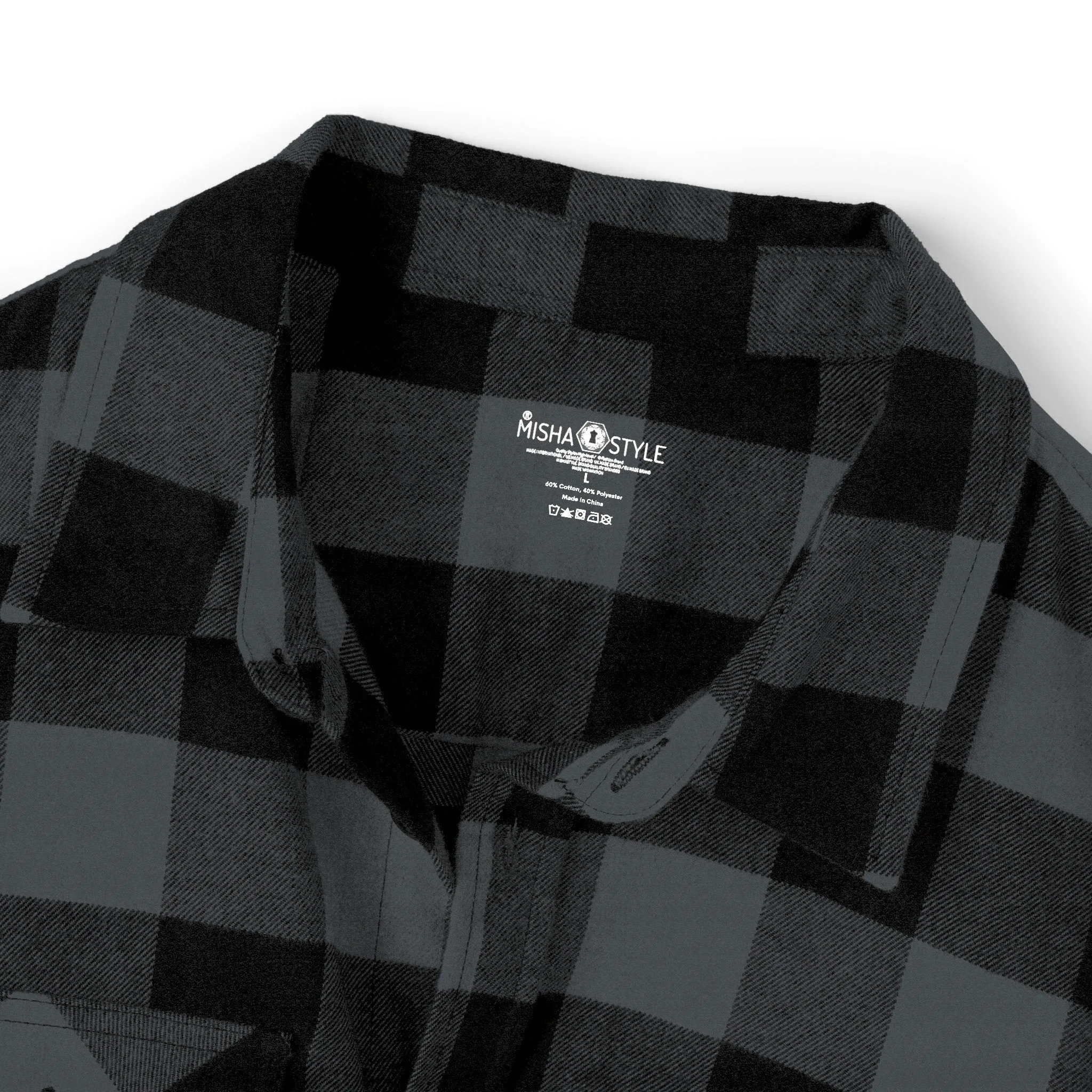 Plaid Men Luxury Flannel Shirt - Charcoal Heather