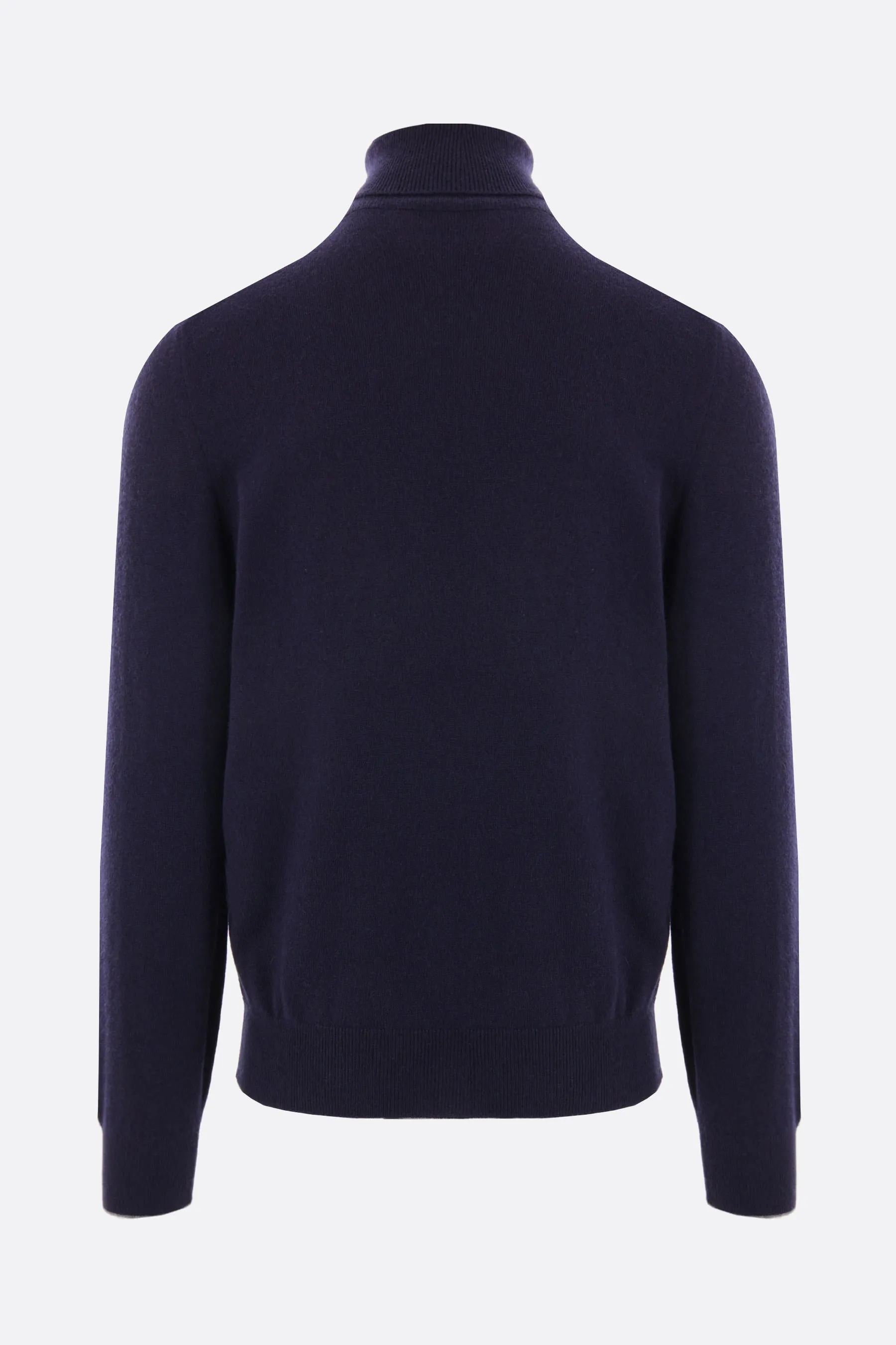 Ribbed Trim Cashmere Turtleneck