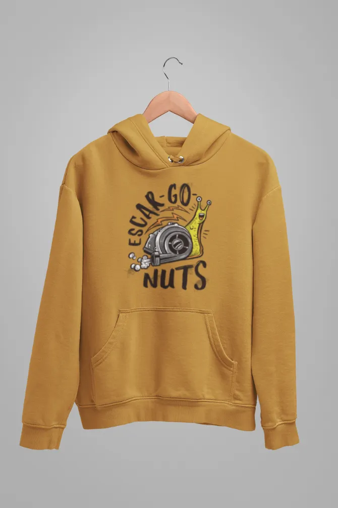 Snail Robot Machine Mustard Yellow Printed Hoodie for women