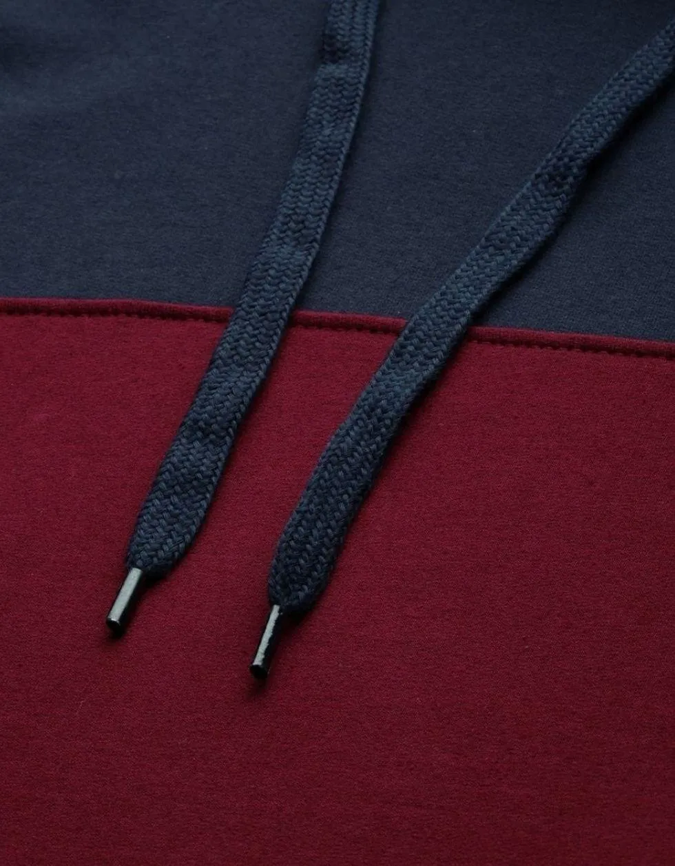 Tri-Tone Maroon ColorBlock Regular Hoodie