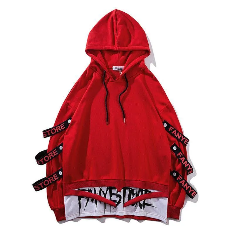 Two-Piece Hooded Sweater with Ribbon Belt – Unisex Youth Fashion