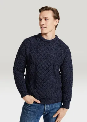 Unisex Aran Wool Sweater | Navy