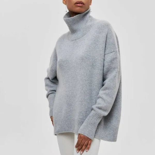 Vanessa - Women's Oversized Cotton Turtleneck Sweater