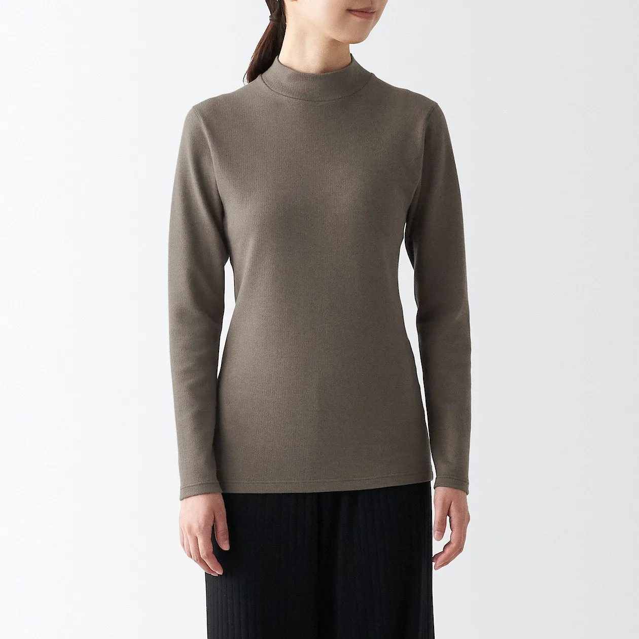 Warm Cotton & Wool Mockneck T-Shirt