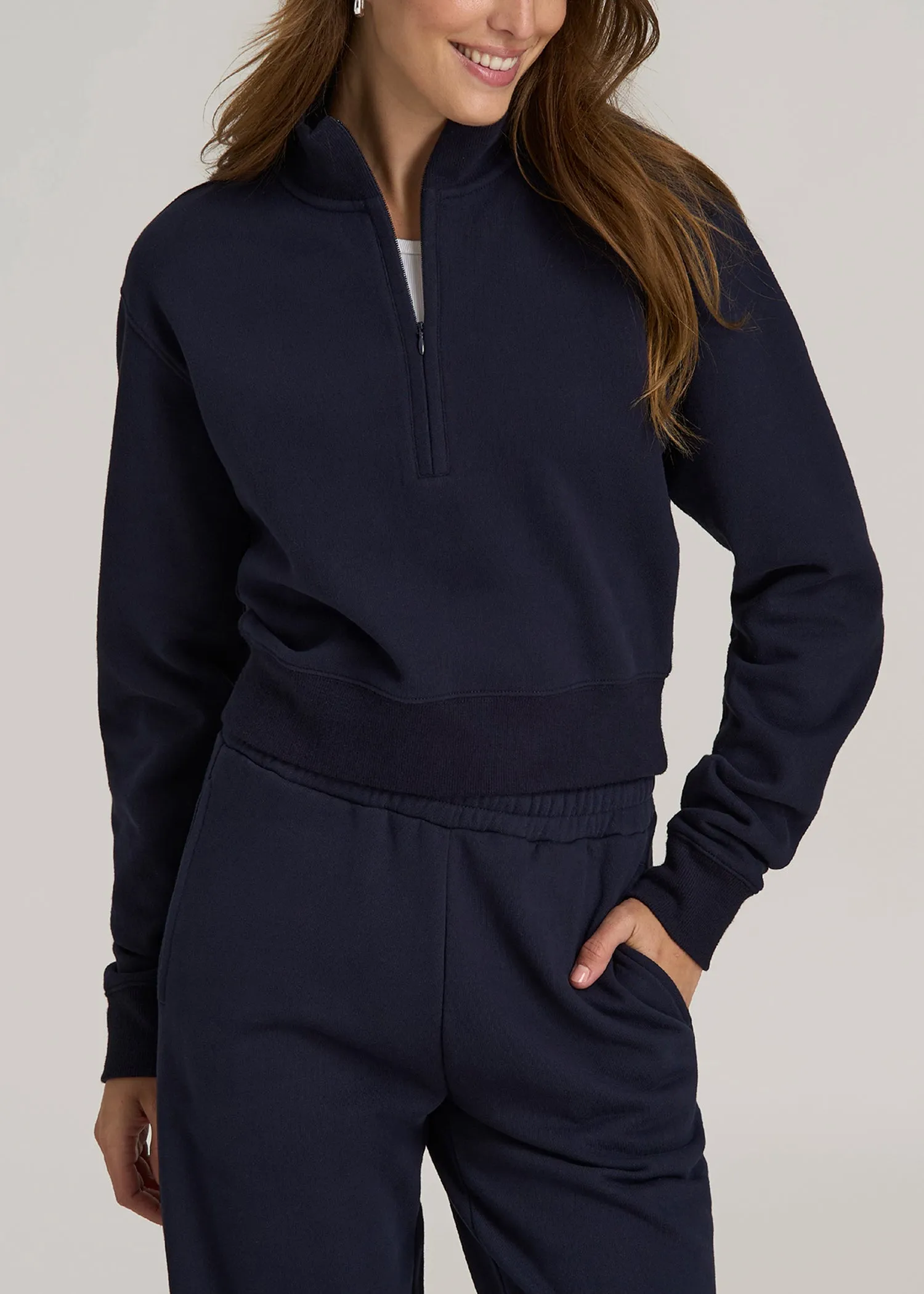 Wearever 2.0 Half-Zip Cropped Sweatshirt for Tall Women in Evening Blue