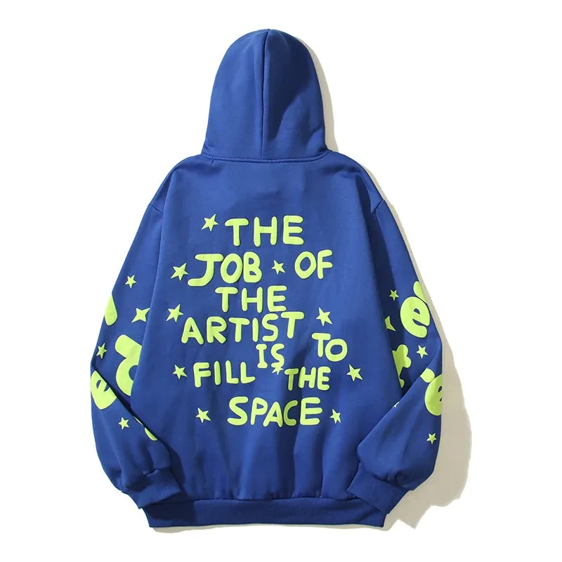 Wiaofellas Fluorescent Foam Letter Print Y2K Baggy Velvet Hooded Hoodies Men and Women Stranger Things Oversize Pullover Fleece Sweatshirts