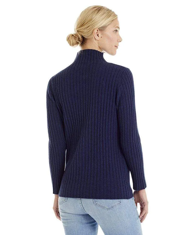 Women's Ribbed Mock Turtleneck Cashmere Sweater