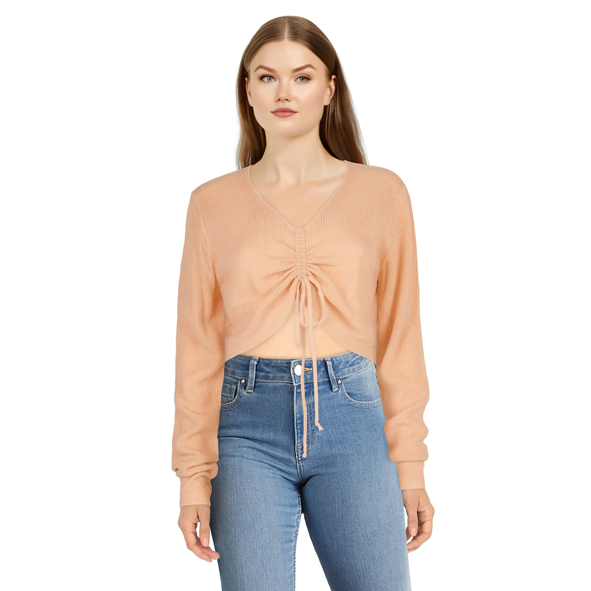 Women's Ruched Cropped Sweater