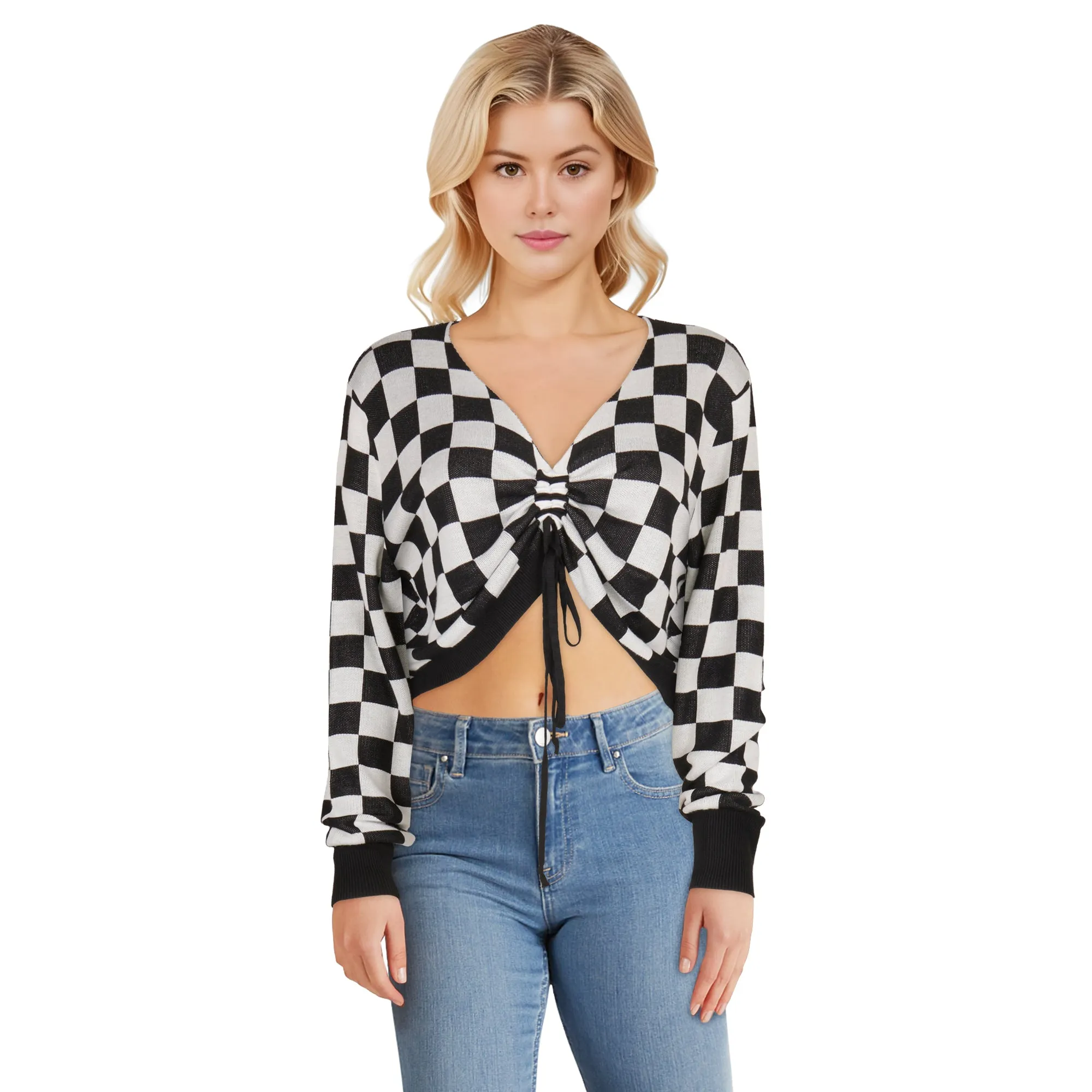 Women's Ruched Cropped Sweater